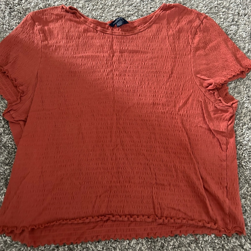 Two American Eagle Crop Top Ruffled Tees